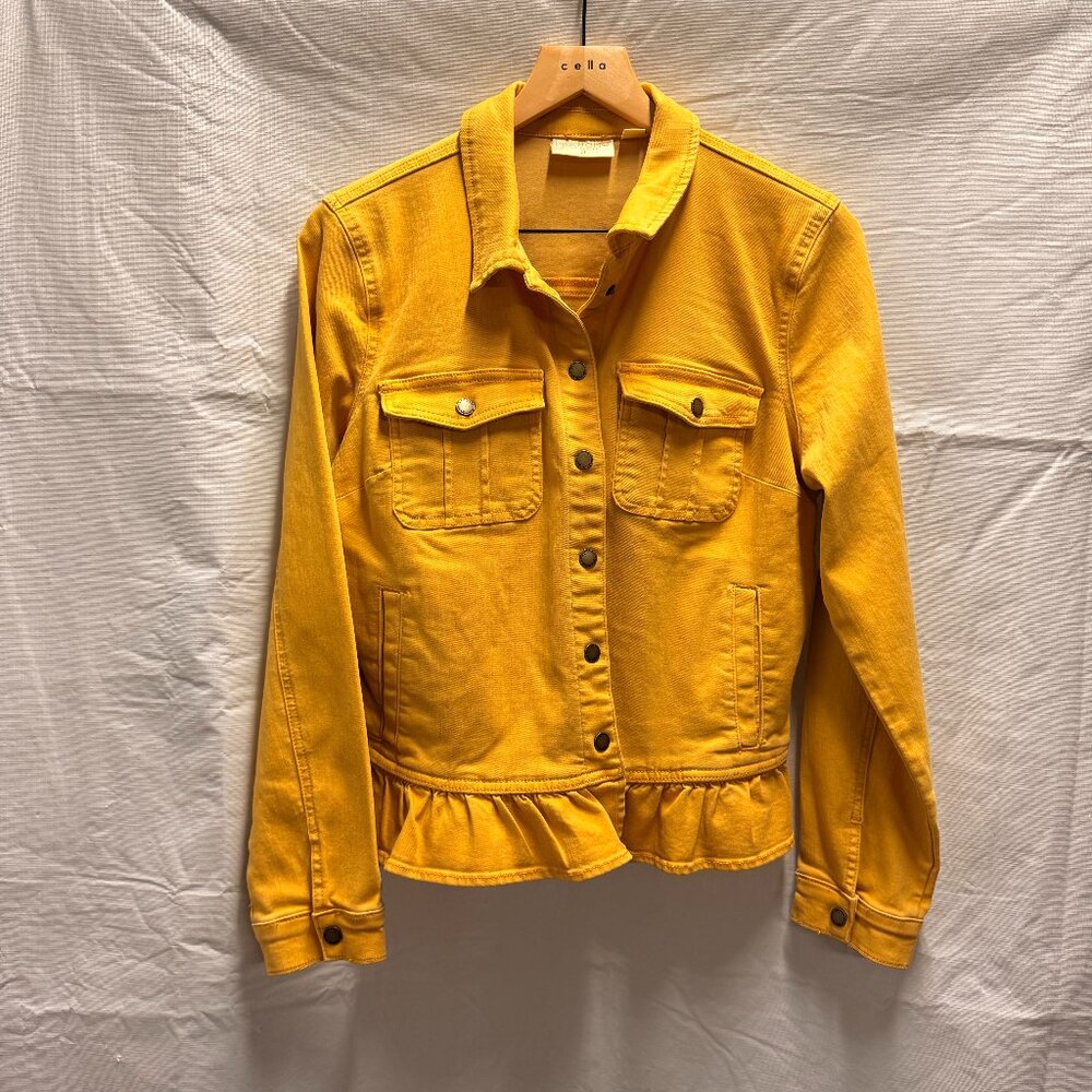 Mustard Yellow Peplum Denim Jacket Size Small by Belle Boho